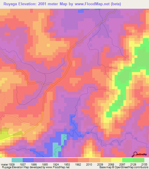 Ruyaga,Burundi Elevation Map