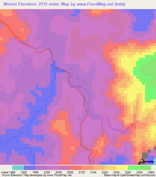 Munini,Burundi Elevation Map