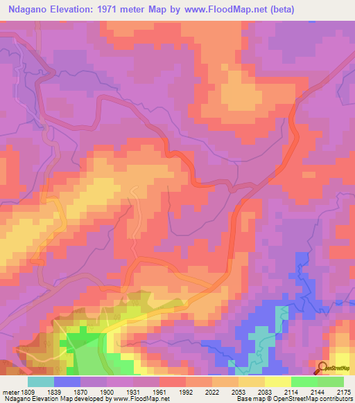 Ndagano,Burundi Elevation Map
