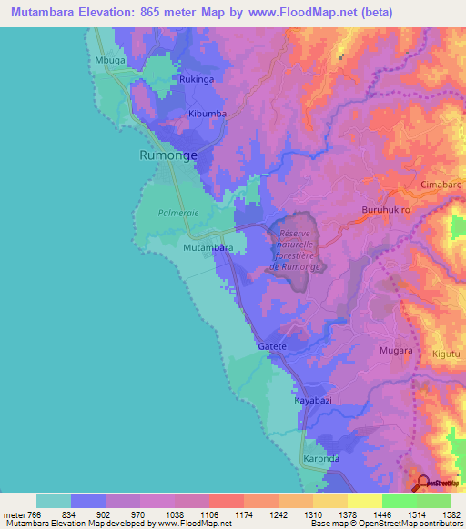 Mutambara,Burundi Elevation Map
