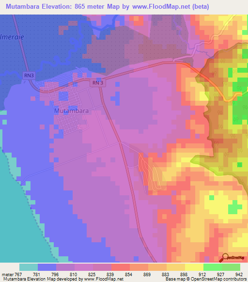 Mutambara,Burundi Elevation Map