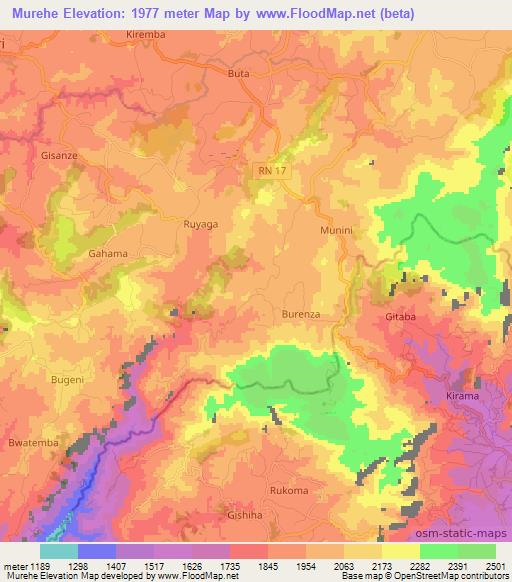 Murehe,Burundi Elevation Map
