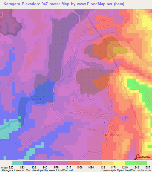 Karagara,Burundi Elevation Map