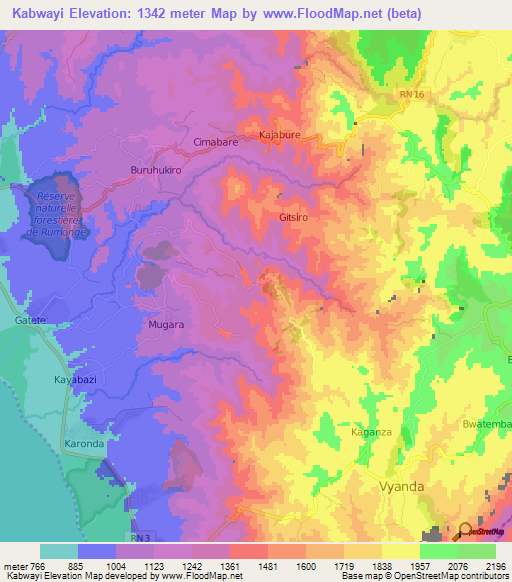 Kabwayi,Burundi Elevation Map