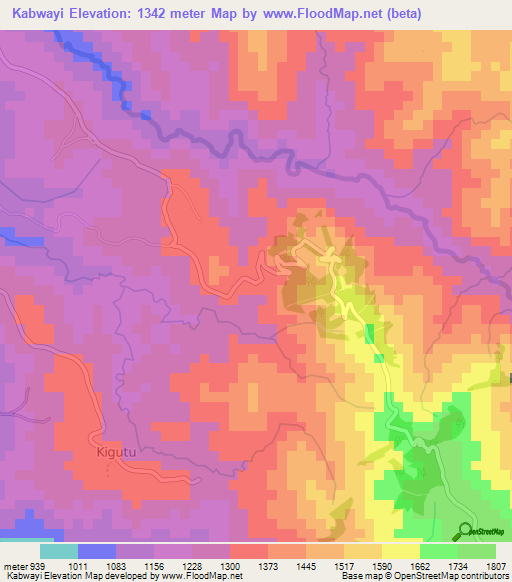 Kabwayi,Burundi Elevation Map