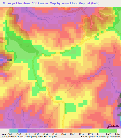 Musivya,Burundi Elevation Map