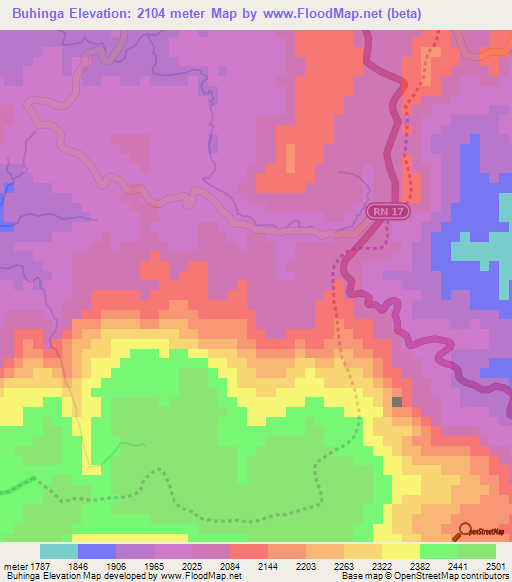 Buhinga,Burundi Elevation Map