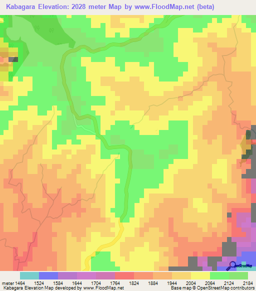 Kabagara,Burundi Elevation Map