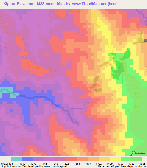 Kigutu,Burundi Elevation Map
