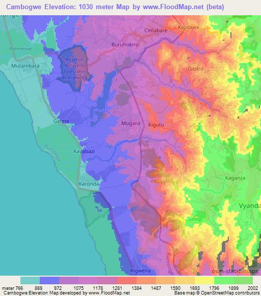 Cambogwe,Burundi Elevation Map