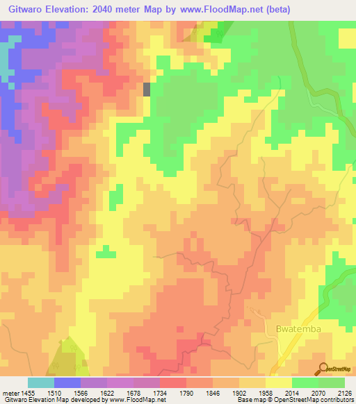 Gitwaro,Burundi Elevation Map