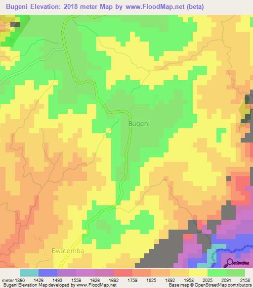 Bugeni,Burundi Elevation Map