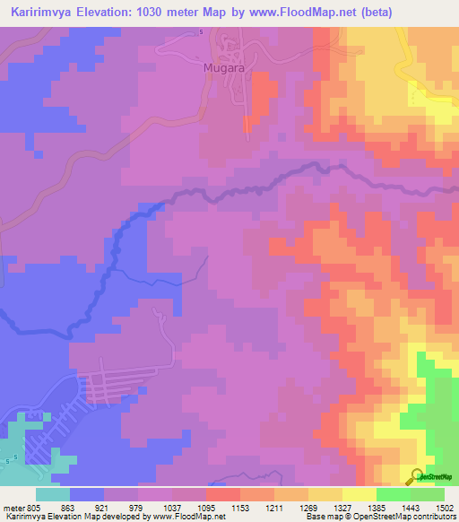 Karirimvya,Burundi Elevation Map