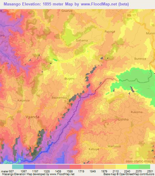 Masango,Burundi Elevation Map