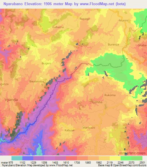 Nyarubano,Burundi Elevation Map