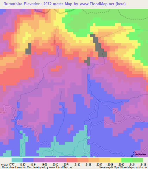 Rurambira,Burundi Elevation Map