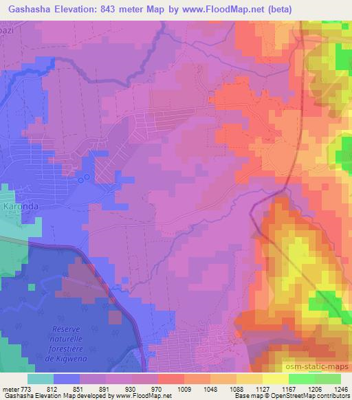 Gashasha,Burundi Elevation Map