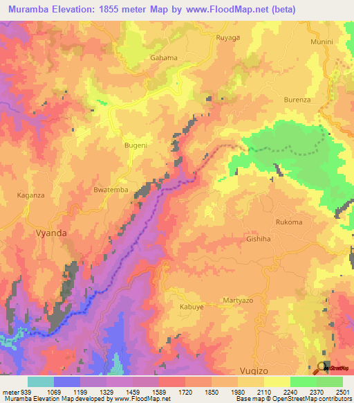 Muramba,Burundi Elevation Map
