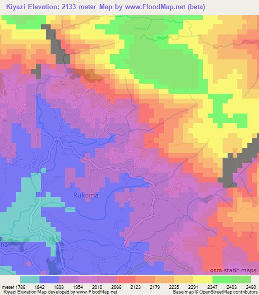 Kiyazi,Burundi Elevation Map