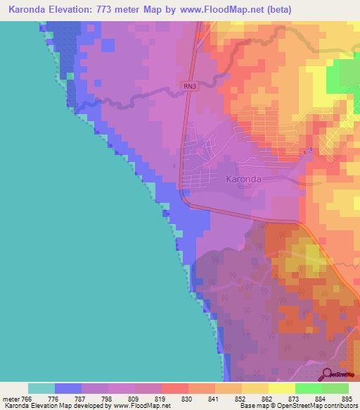 Karonda,Burundi Elevation Map