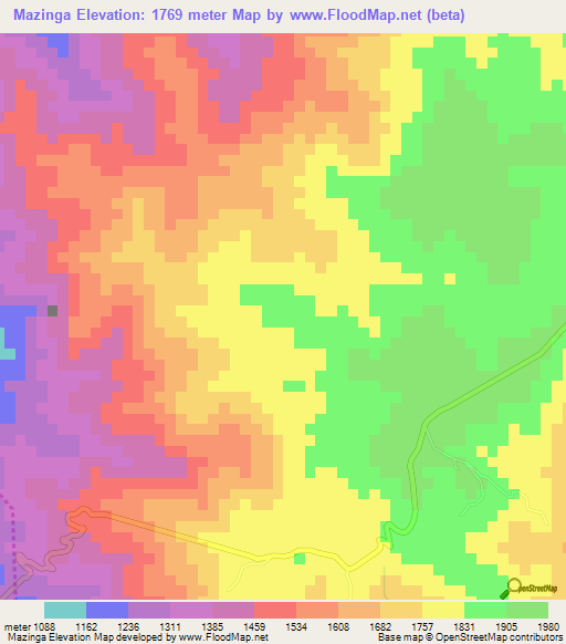 Mazinga,Burundi Elevation Map