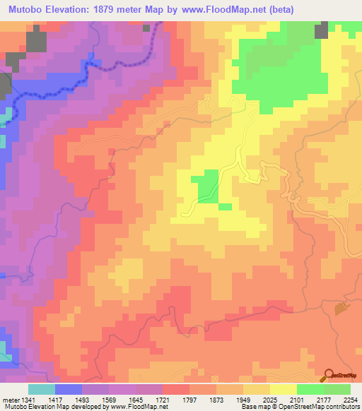 Mutobo,Burundi Elevation Map