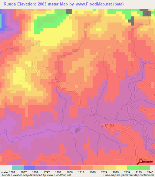 Runda,Burundi Elevation Map