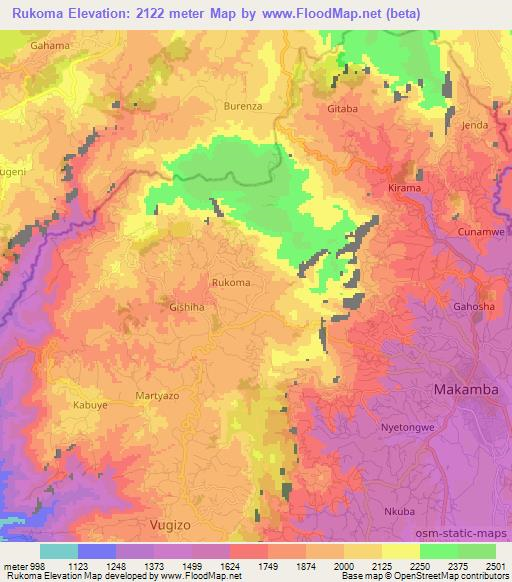 Rukoma,Burundi Elevation Map