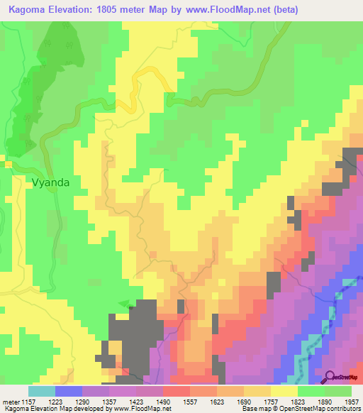 Kagoma,Burundi Elevation Map