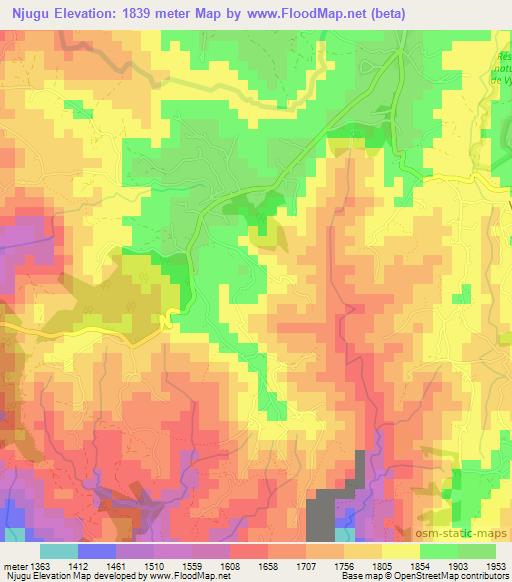 Njugu,Burundi Elevation Map