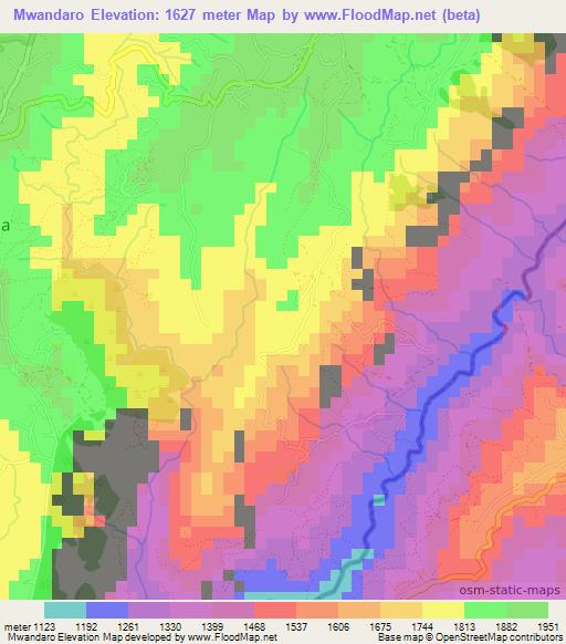Mwandaro,Burundi Elevation Map