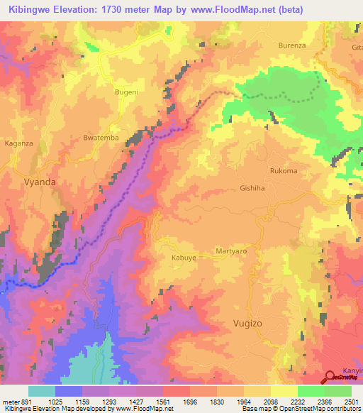 Kibingwe,Burundi Elevation Map