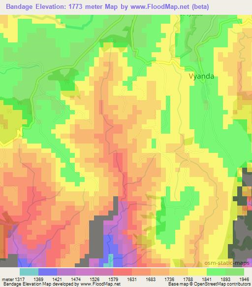 Bandage,Burundi Elevation Map