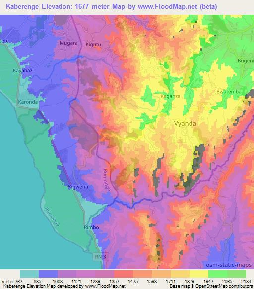 Kaberenge,Burundi Elevation Map