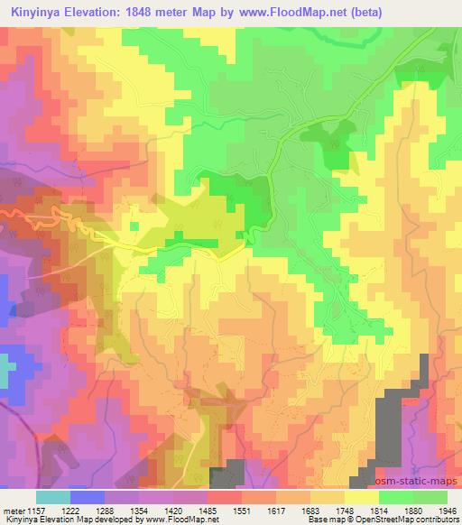Kinyinya,Burundi Elevation Map