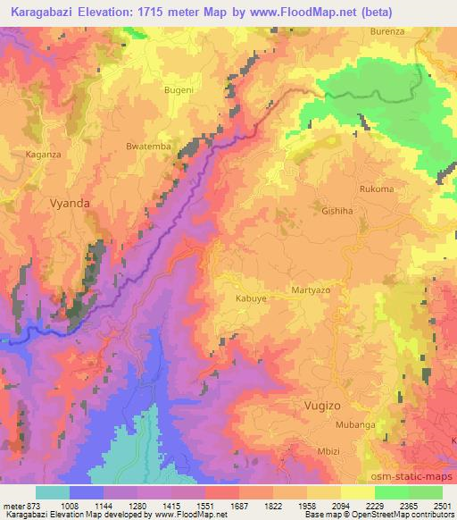 Karagabazi,Burundi Elevation Map