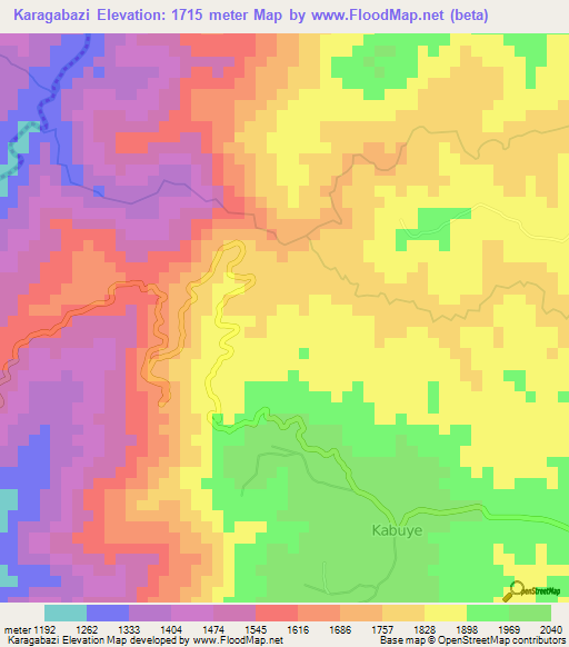 Karagabazi,Burundi Elevation Map