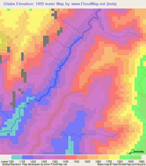 Gitaba,Burundi Elevation Map