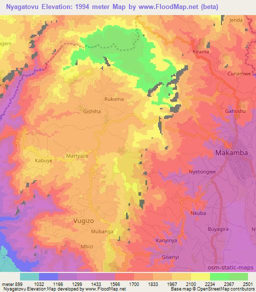 Nyagatovu,Burundi Elevation Map