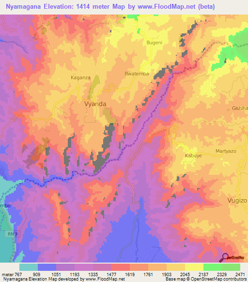 Nyamagana,Burundi Elevation Map