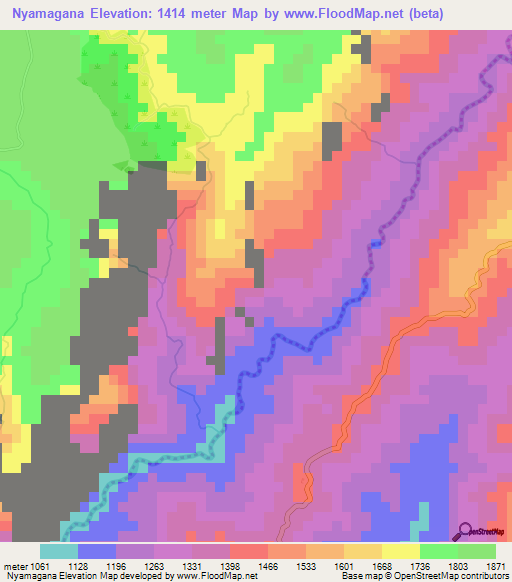 Nyamagana,Burundi Elevation Map