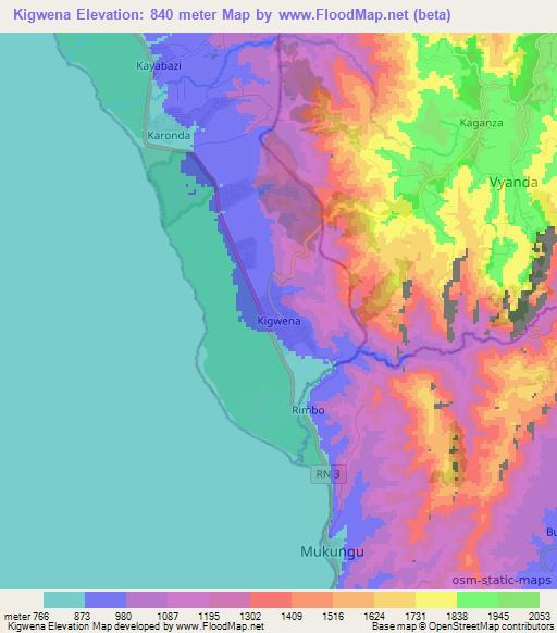 Kigwena,Burundi Elevation Map