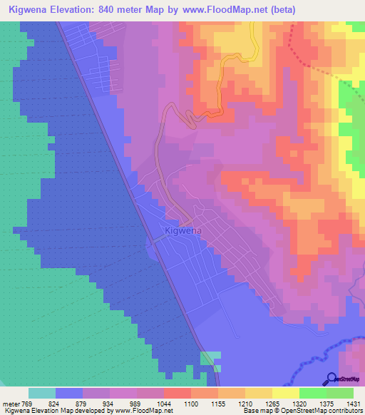 Kigwena,Burundi Elevation Map
