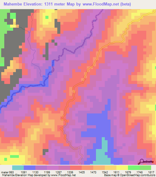 Mahembe,Burundi Elevation Map