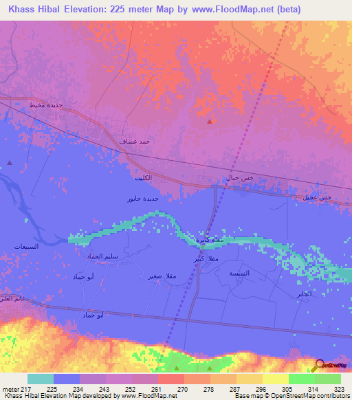 Khass Hibal,Syria Elevation Map
