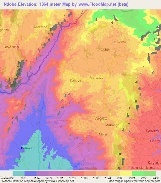 Ndoba,Burundi Elevation Map