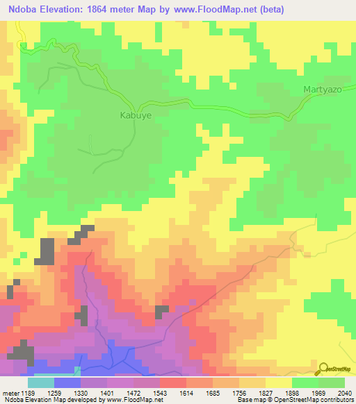 Ndoba,Burundi Elevation Map