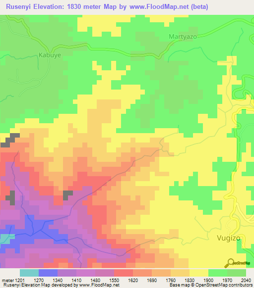 Rusenyi,Burundi Elevation Map