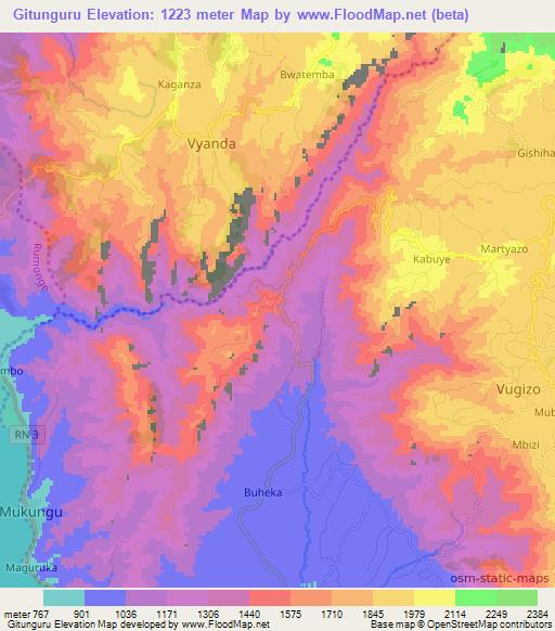 Gitunguru,Burundi Elevation Map