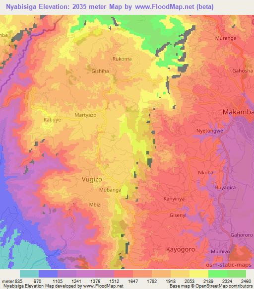Nyabisiga,Burundi Elevation Map